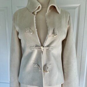 White House Black Market faux suede and fur cream jacket Size S